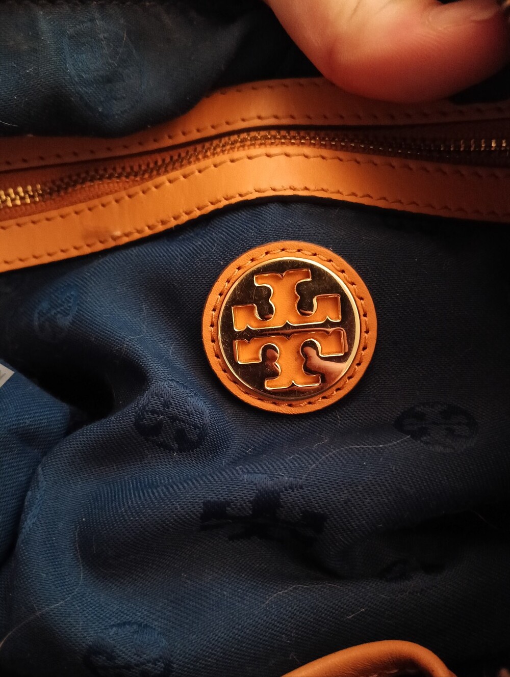 Tory Burch Navy Canvas & Natural Raffia Satchel - Picture 16 of 16